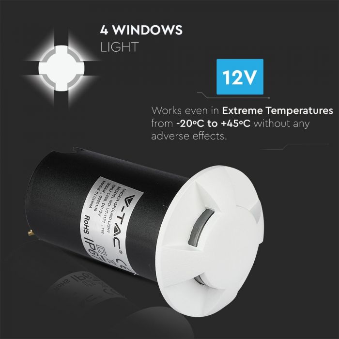 1W(10Lm) LED garden light, IP67, V-TAC, cold white light 6500K