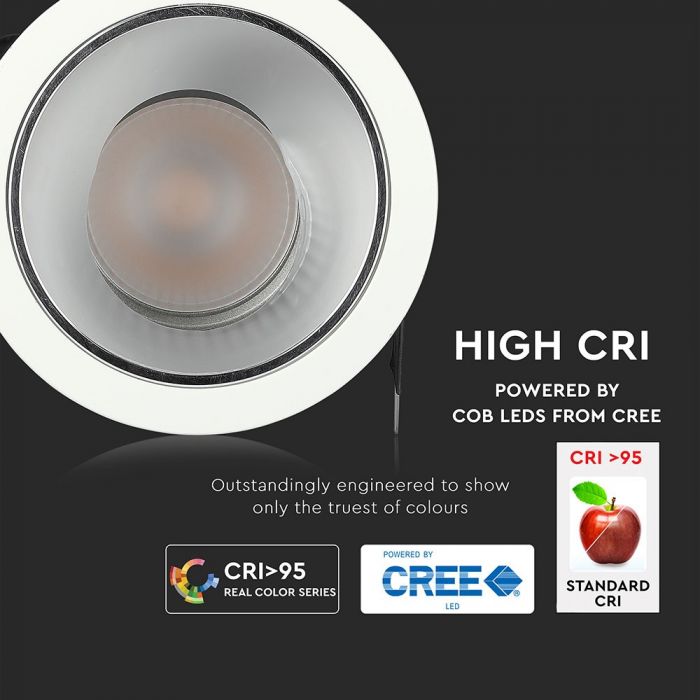 6W(400Lm) LED griestu gaismeklis viesnīcām ar COB CREE diodi, garantija 5 gadi, IP20, CRI>95, V-TAC, neitrāli balta gaisma 4000K