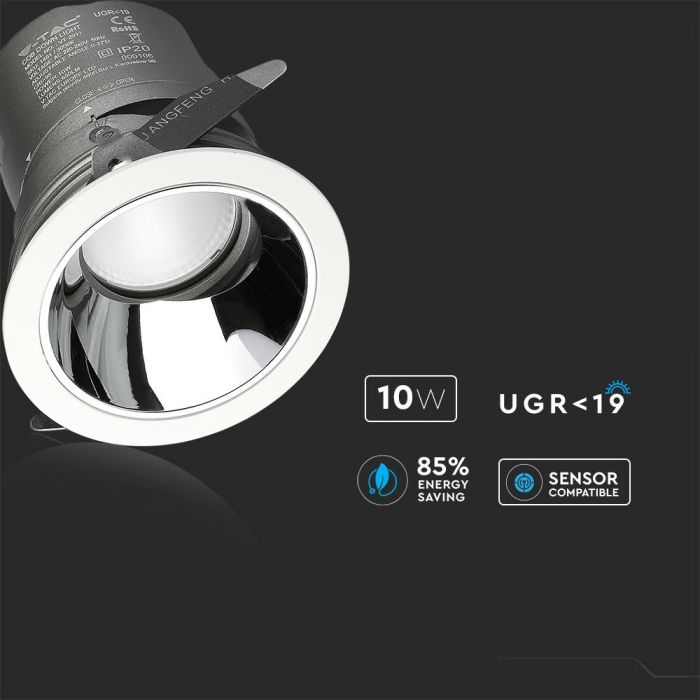 10W(650Lm) LED griestu gaismeklis viesnīcām ar COB CREE diodi, garantija 5 gadi, IP20, CRI>95, V-TAC, neitrāli balta gaisma 4000K