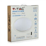 40W(2800Lm) LED V-TAC SMART WIFI Rund kupolarmatur, IP20, vit, dimbar, kompatibel med Google home och Amazon Alexa