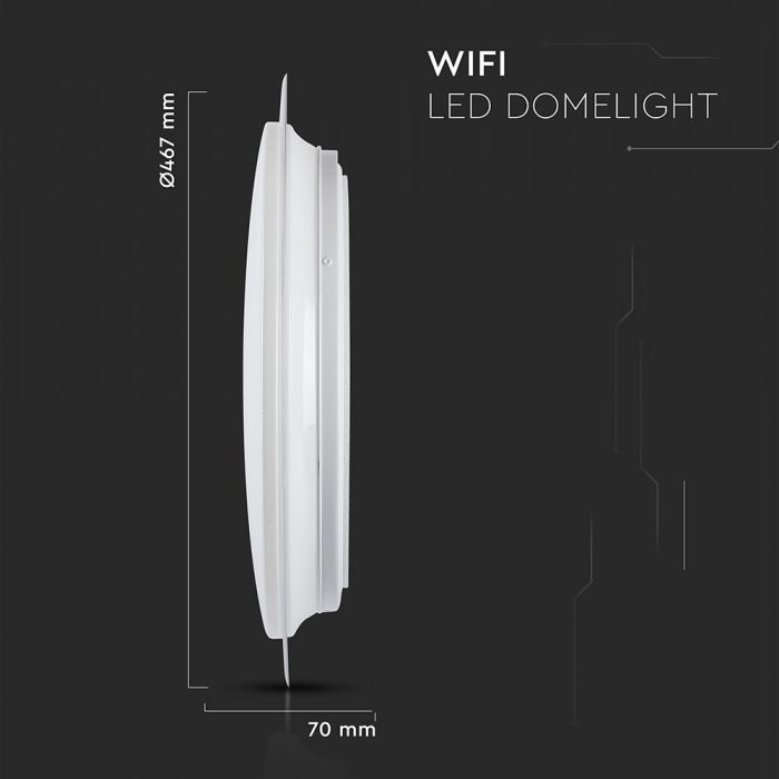 40W(2800Lm) LED V-TAC SMART WIFI Rund kupolarmatur, IP20, vit, dimbar, kompatibel med Google home och Amazon Alexa