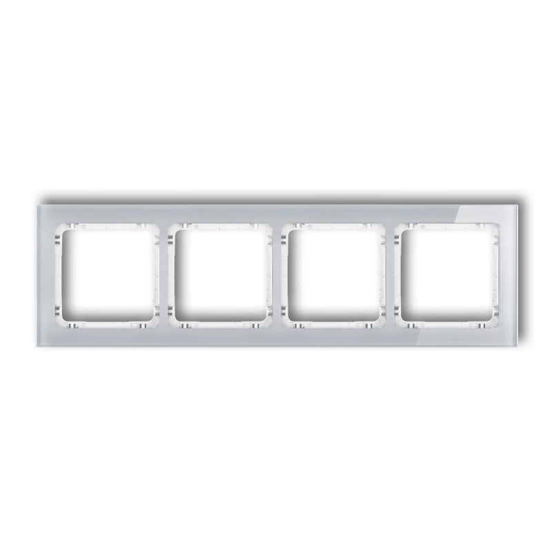 Universāls 4-vietīģs rāmis - stikla efekts (rāmis: pelēks; apakšējā daļa: balta)