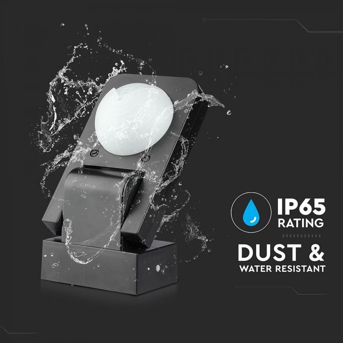 Infrared sensor, rotatable, black, adjustable time, LUX, Max 1000W LED, 360°, IP65, V-TAC