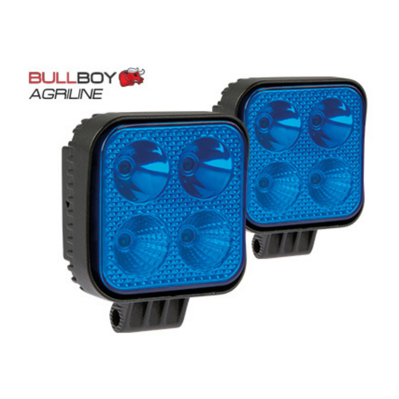 BULLBOY AGRILINE 12W LED töövalgusti, sinine valgus, must, IP67, 85/85(118)/38 mm