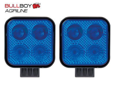 BULLBOY AGRILINE 12W LED work light, blue light, black, IP67, 85/85(118)/38 mm