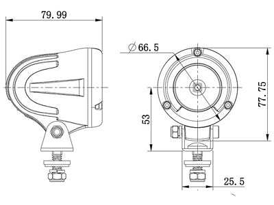 SAE 10W(900Lm) LED darba lukturis, IP68, R10, auksti balta gaisma 6000K