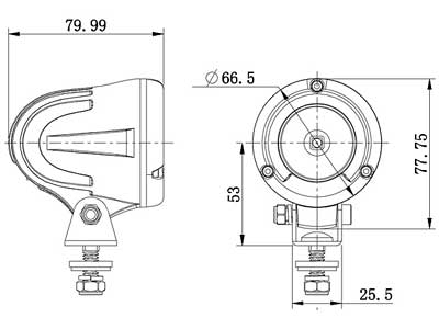 SAE 10W(900Lm) LED darba lukturis, CE, 10R, RFI/EMC, IP68, auksti balta gaisma 6000K, ⌀ 65/77 mm