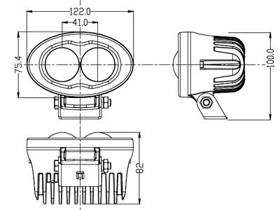 6W LED CREE рабочая лампа/предупредительный свет синий, CE, RFI/EMC, IP68, линза Lexan PC, 122/75/75 мм