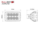 BULLBOY AGRILINE 40W(4500Lm) LED darba lukturis, RFI/EMC, Valtra, R10, IP68, auksti balta gaisma 6000K, 151/90/102 mm