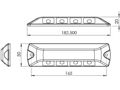 12,3W (1248Lm) 10-32V LED Scenelite strålkastare, 620lx@1m, ECE R10, EMC, IP67, svart, 182,5/20/50 mm