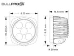 BULLPRO 100W(8210Lm) 9-32V светодиодная рабочая лампа, 6,39A @ 13,7V, R10 CISPR25 class3, IP68, 4500K нейтральный белый свет, 113/113/76.4 мм