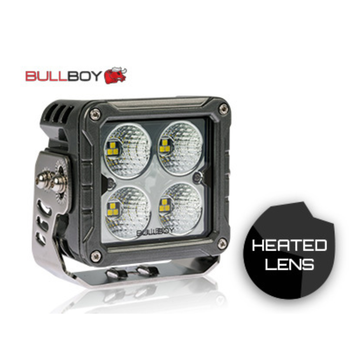 BULLBOY – LED arbetsbelysning, 50 W / 4680 lm, 12–24 V, IP67, bred ljusbild (flood), 109×110×74 mm