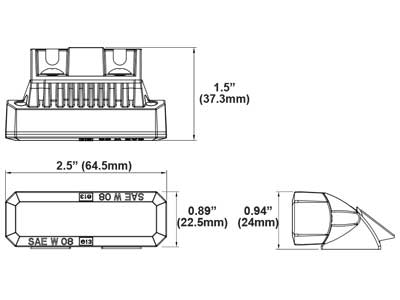 3W 12-24V MS3 LED-stroboskoparmatur, IP67, ECE-R65 klass 1