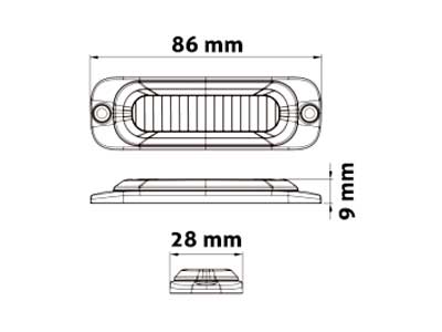 AXIXTECH 12-24V 3WLED hjälplampa, 0.48A @12VDC, skruvavstånd: 77mm, IPX8, ECE R65, SAE J595 Class1, CA13 klass B