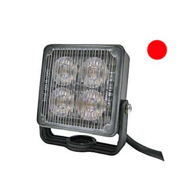4W(4x1W) LED Premium class work light, 12-24V, red light, 1.2 m cable, 72/72/28 mm