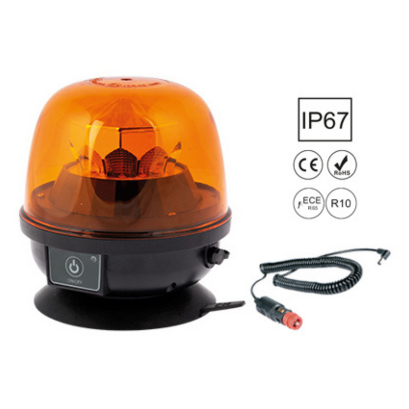 AUTOLINE 12-24V LED-blixtljus, 10 LED, ECE R65 TA1, R10, ciggtändarkontakt/ 12mm DIN