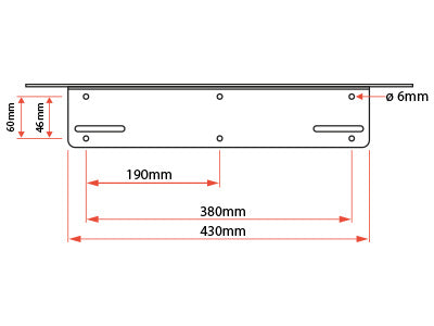 Extra lampram bakom registreringsskylten, för EU-registreringsskylt, X-vision Race R 2/4, aluminium, svart, tjocklek 3 mm