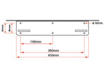 Additional light frame behind license plate, for EU license plate, X-vision Race R 2/4, aluminum, black, thickness 3 mm