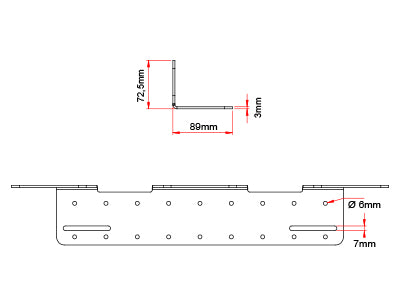 Extra lampram, rostfri, för 3 lampor, bakom registreringsskylten, för EU-registreringsskylt, HD-modell, tjocklek 3 mm
