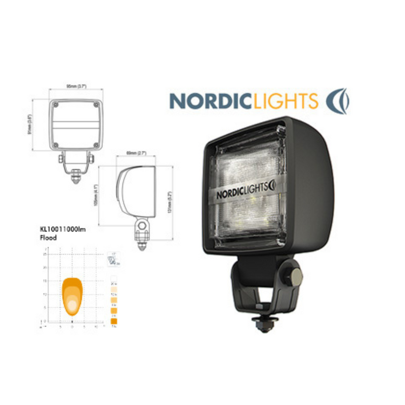 NORDIC 24W(1600Lm) LED taskulamp, EMC, IP68, must, 95/91/69 mm