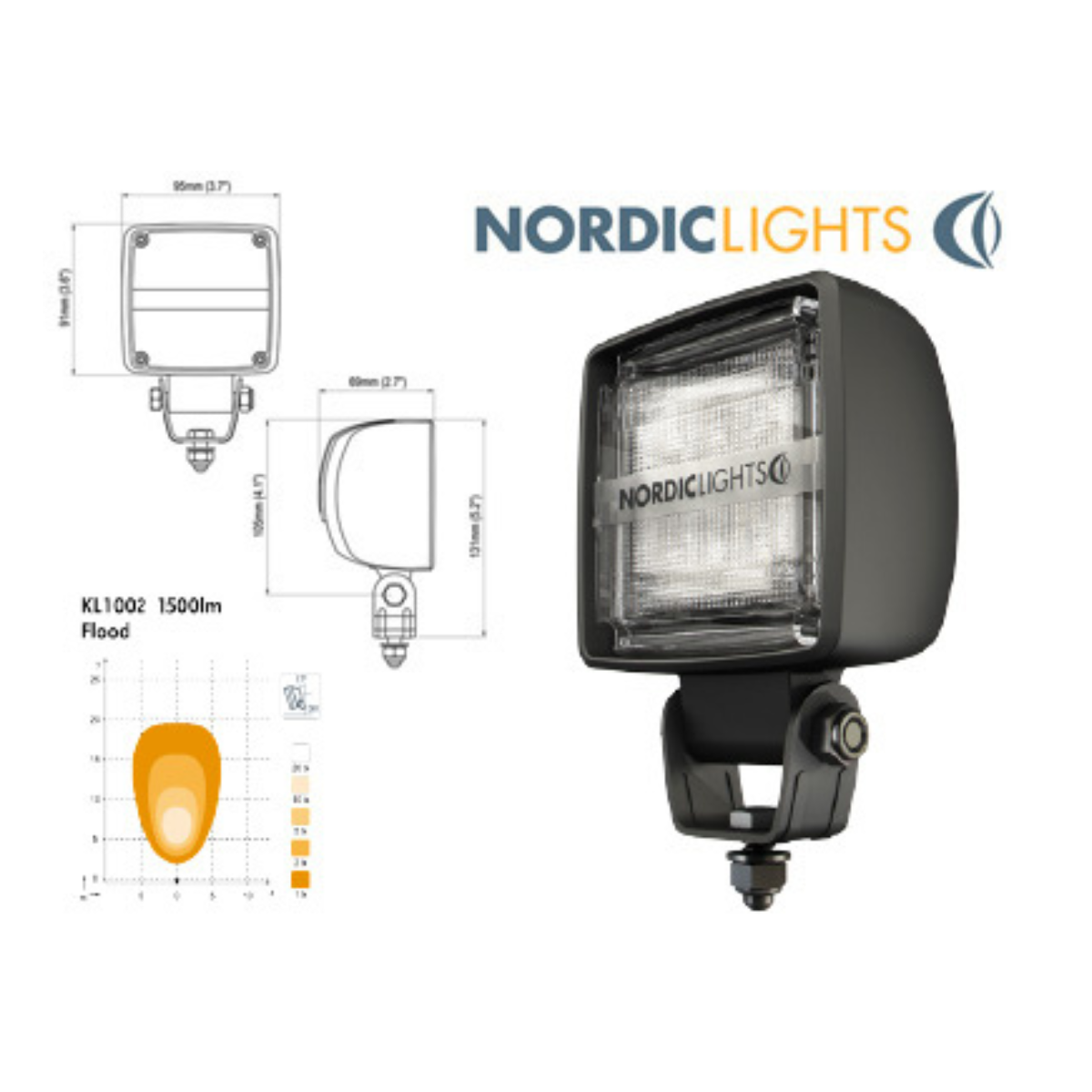 NORDIC LIGHTS KL1002 – LED töötuli, 24 W / 2400 lm, IP68, 95×91×69 mm