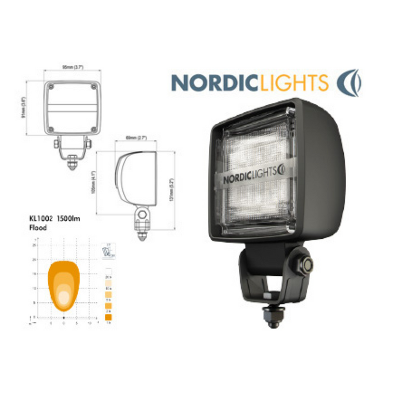 NORDIC 24W(2400Lm) LED taskulamp, EMC, IP68, must, 95/91/69 mm