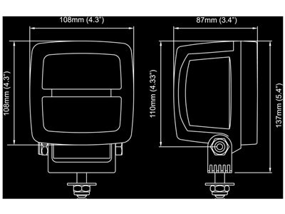 NORDIC 50W(4200Lm) N4402 Scorpius Pro LED taskulamp, CISPR25 klass 5, IP68, must, jaheda valge valgus 5700K