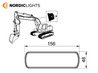 NORDIC 28W(2700Lm) LED lamp, IP68/IP6K9K, EMC CISPR 25 Class 5, black, cold white light 5000K, 156/48/118 mm