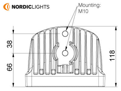 NORDIC 28W(2700Lm) LED lamp, IP68/IP6K9K, EMC CISPR 25 Class 5, black, cold white light 5000K, 156/48/118 mm