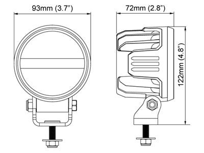 28W(1800Lm) LED-arbetslampa, EMC-godkänd: CISPR25, klass 5, ADR-godkänd, IP68, kallvitt ljus 5000K, 93/122/72 mm