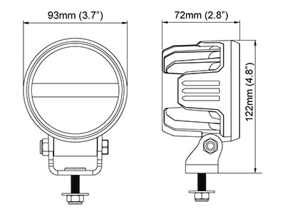 NORDIC 16W(1500Lm) LED lukturis, IP68, IPK6K9K, CISPR 25 Class 5, melns, auksti balta gaisma 5000K