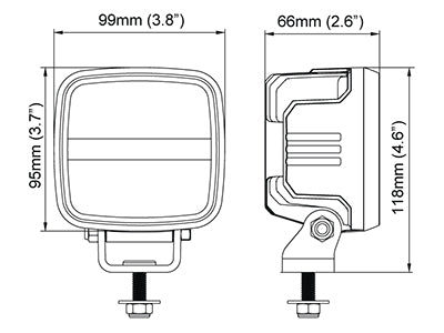 NORDIC 16W(1500Lm) LED lamp, IP68, IPK6K9K, CISPR 25 Class 5, black, cold white light 5000K