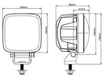 28W(1950Lm) LED work light, IP68, IP6K9K, EMC CISPR25, Class 5, cold white light 5700K