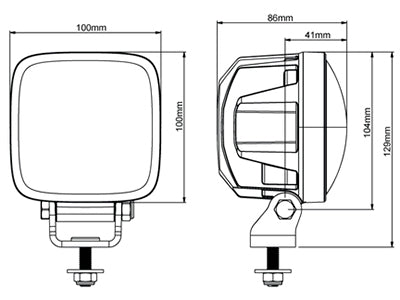 28W(1950Lm) LED work light, IP68, IP6K9K, EMC CISPR25, Class 5, cold white light 5700K