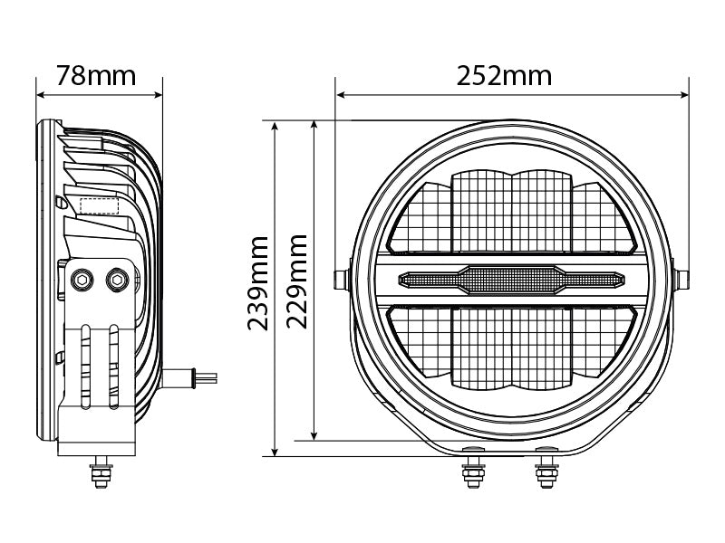 1605-NS2075 OPTIBEAM SAVAGE 9 LED Light, 9–36V, 7200 lm, ⌀ 229 x 89 mm, IP68, R112, R10, R7, 3-year warranty, cool white light 5000K