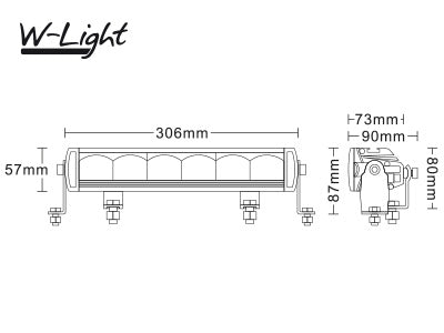 72W(5300Lm) LED papildlukturis, IP67, R112, R10, R7, auksti balta gaisma 5700K, 306/73/57 mm