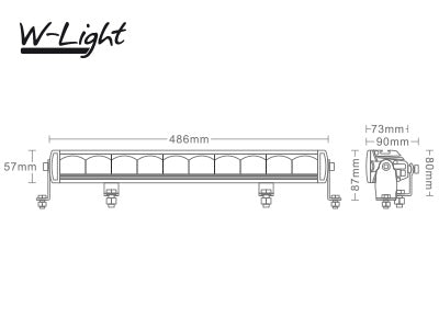 120W (7800Lm) LED külgvalgusti, R112, R10, IP67, jaheda valge 5700K, 486/73/57 mm