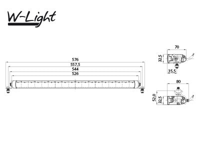 18X15W(7560Lm) LED-arbetslampa, 10-32V, 5,3A @ 13,7V, 5000K kallvitt ljus, 528/32,5/70 mm