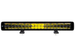 120W(5551Lm) 10-30V LED tālās gaismas lukturis ar dzeltenu brīdinājuma gaismu, IP67, R65, R7, 561.00 x 67.00 x 70.00mm, auksti balta gaisma 5700K