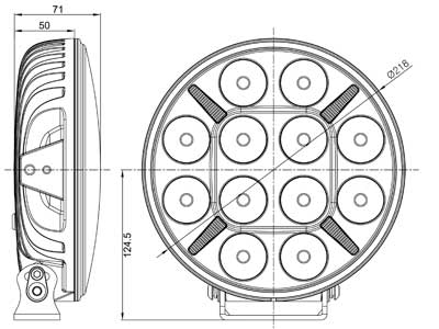 1605-NS9LED 120W(12000Lm) LED CREE papildlukturis, CE, R112/R7/R10, IP68, auksti balta gaisma 6500K, ⌀220 x 68mm