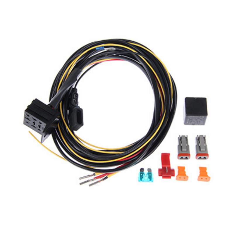 12V two-light connection kit with Deutsch DT connection, 2x 2.5 m power cables (1.5mm²), switch cable 2 m, 5 terminals