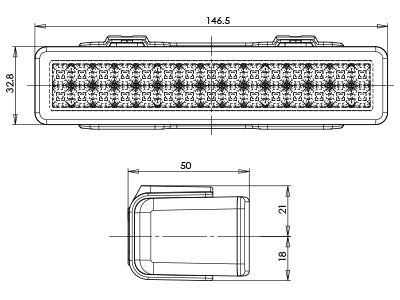 12-24V LED daytime running light (right, left), 30 LED, ECE, EC, 10R, IP66/68, 146.5x32.8x50mm