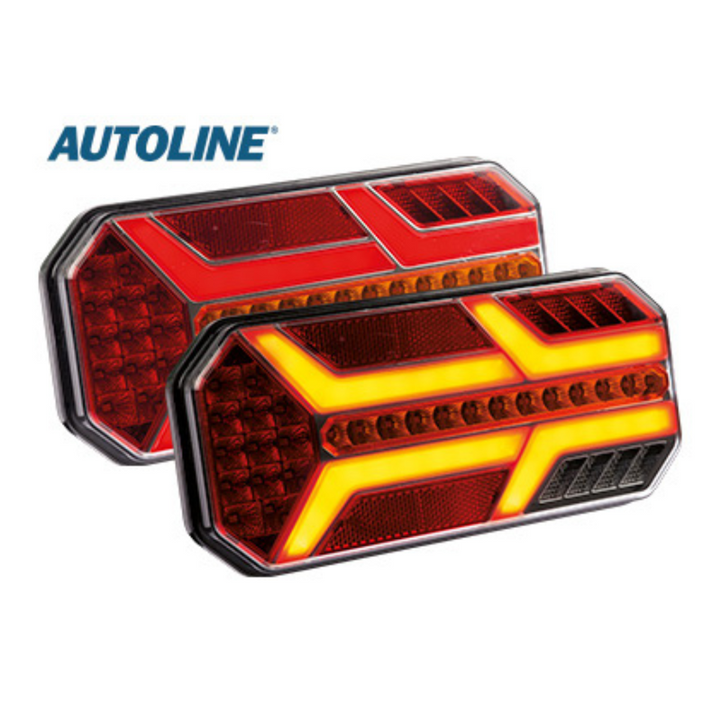 LED AUTOLINE 12-24V aizmugurējais lukturis, kreisais, IP67, Melna/sarkana/oranža