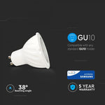 GU10 7W(480Lm) LED Spuldze V-TAC SAMSUNG PRO, garantija 5 gadi, auksti balta gaisma 6400K