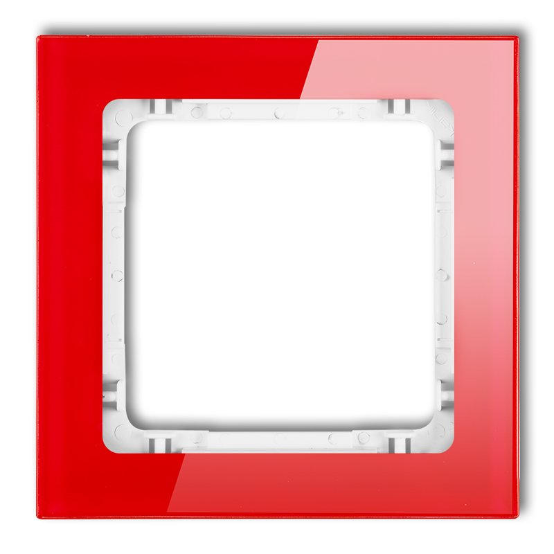 Однорядная универсальная рамка - эффект стекла (рамка: красная; задняя стенка: белая)