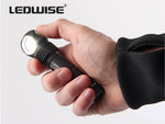 LEDWISE CREE XHP 50 LED professionell ficklampa, ingår: USB magnetisk laddningskabel, metallbältesklämma, pannband, 2 st, O-ring, användarmanual