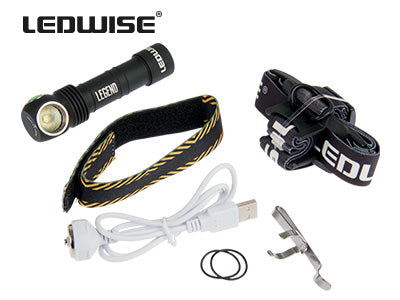 LEDWISE CREE XHP 50 LED Professional Flashlight, Package: USB Magnetic Charging Cable, Metal Belt Clip, Headband, 2pcs, O-Ring, User Manual