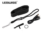 LEDWISE SAINT LED CREE XP-L professionell ficklampa, komplett set: 16340 batteri, bältesklämma, USB-kabel, metallklämma och O-ring