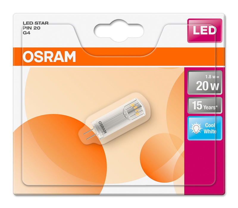G4 1.8W(200Lm) LED OSRAM pirn 12V, 3 aastat garantiid, neutraalne valge valgus 4000K
