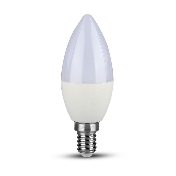 E14 5.5W(470Lm) LED Spuldze, C37, V-TAC SAMSUNG PRO, garantija 5 gadi, auksti balta gaisma 6000K